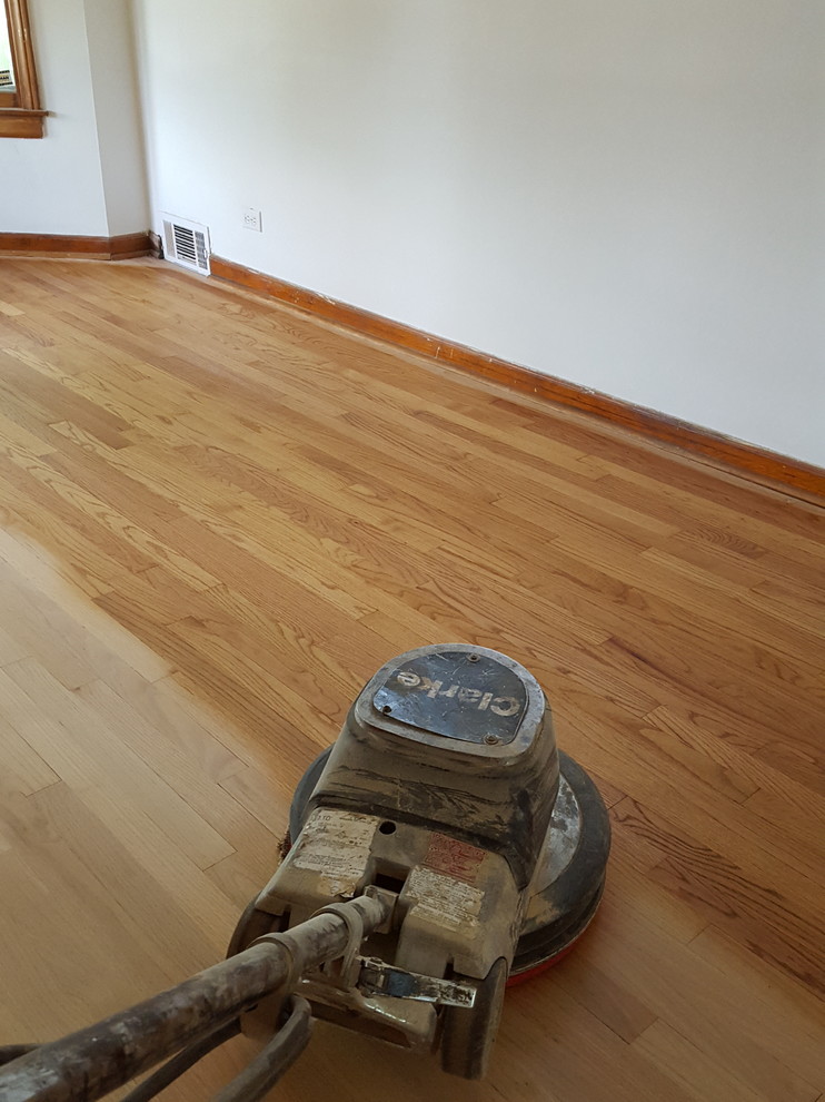 2 and 1/4 red oak refinished , golden oak stain from minwax and 2 coats of satin