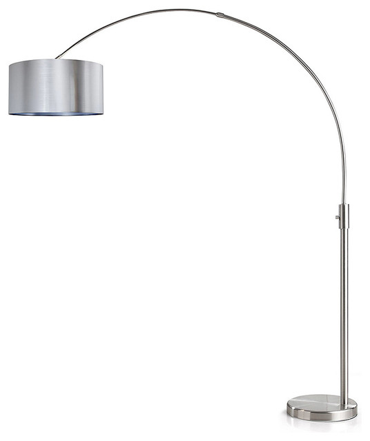 Orbita Arch Floor Lamp, Dimmer, 12W Dimmable LED Bulb Included, Drum Shade, Brus