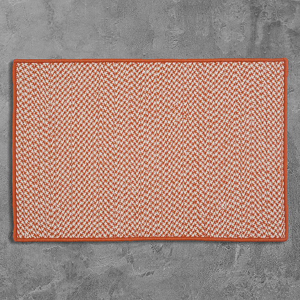 Outdoor Houndstooth Tweed Orange 7'x9', Rectangle, Braided Rug ...