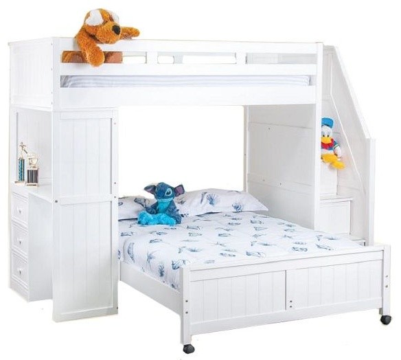 white full bunk bed