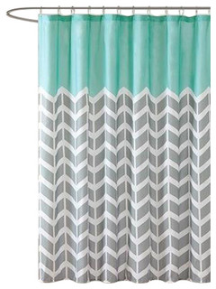 teal and gray shower curtain