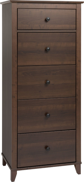 Yaletown 5 Drawer Tall Chest Transitional Dressers By Prepac