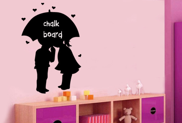Wall Vinyl Chalkboard Sticker Decal Little Children Under Umbrella A1619