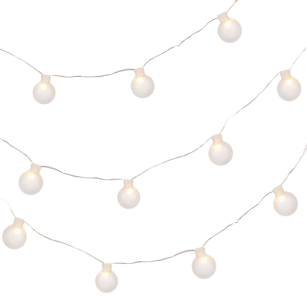 30 Count Battery Operated White Frosted Glass Bubble Light String