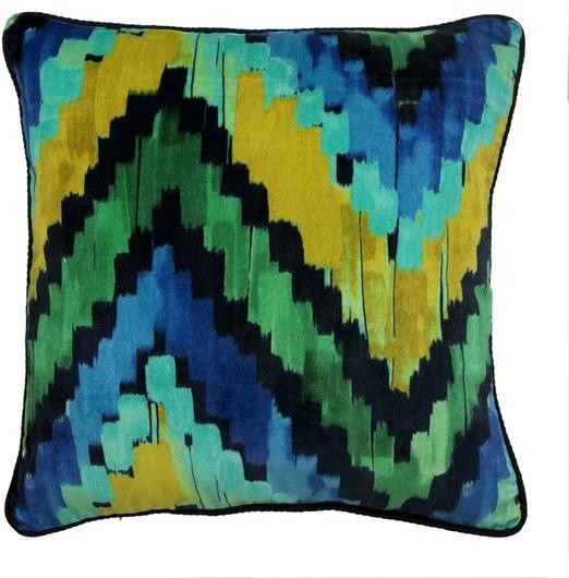 Blue Throw Pillow Cover Printed Square Abstract Velvet Paint