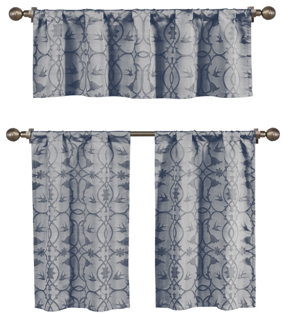Dawn Jacquard Window Curtain Set Botanical Design 1 Valance 2