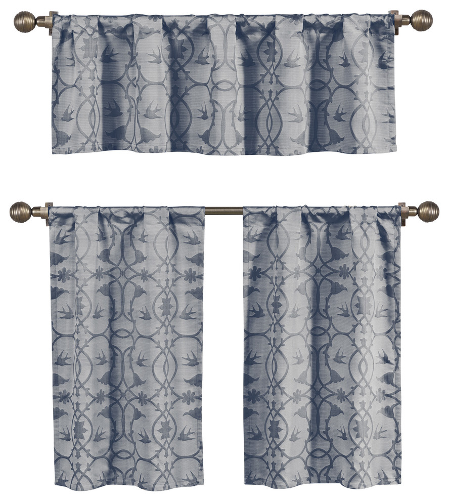 hydrangea blue window curtains