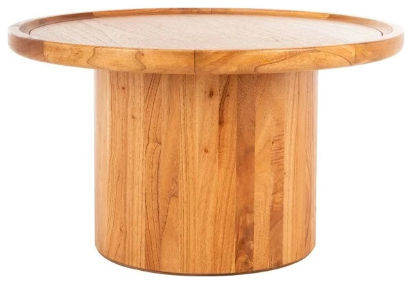 Contemporary Solid Round Pedestal Coffee Table with Spacious Top ...