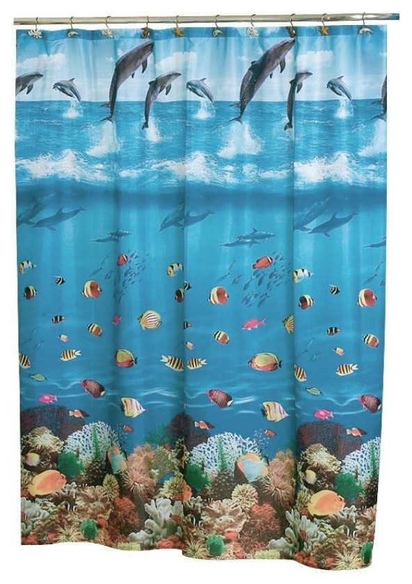 Tropical Seas Fabric Shower Curtain Beach Style Shower Curtains