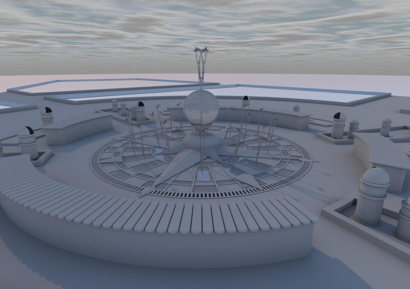 Эскиз -концепт фонтан "Роза ветров"