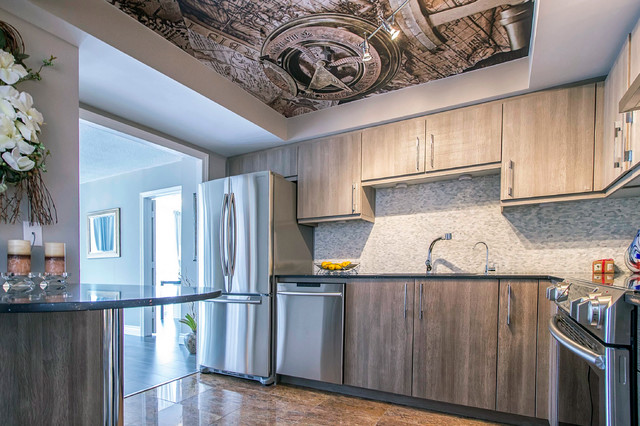 Steampunk Inspired Art On Kitchen Ceiling Modern Kitchen