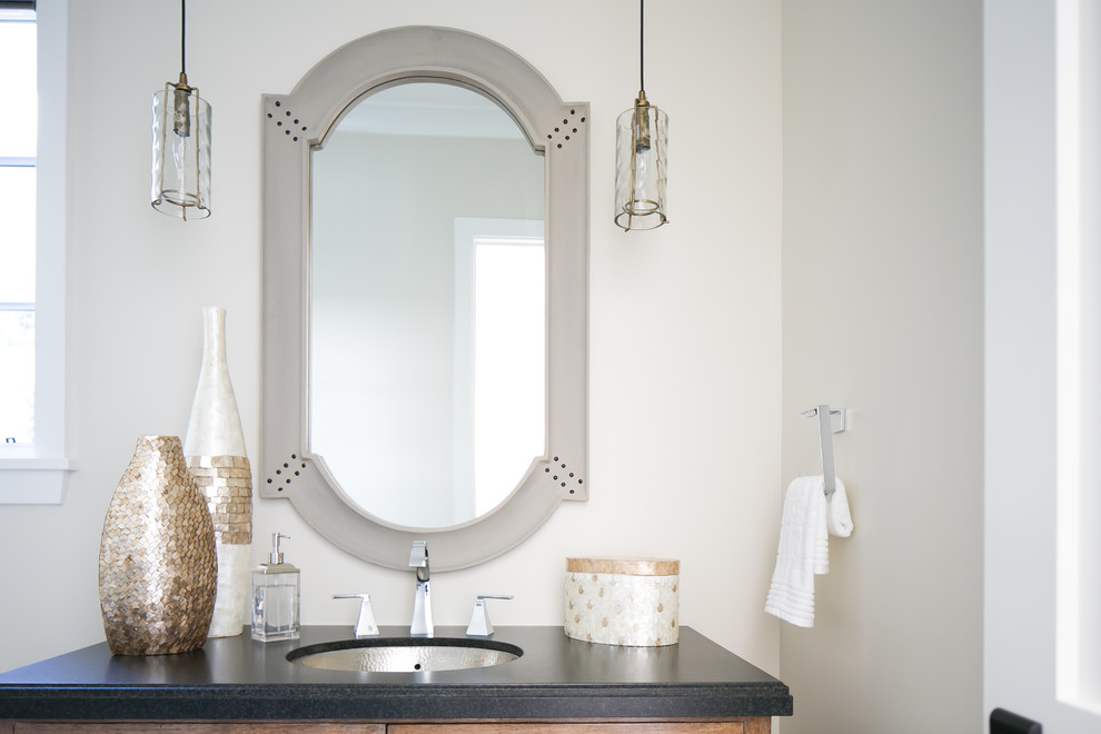 Example of a transitional bathroom design in Orange County