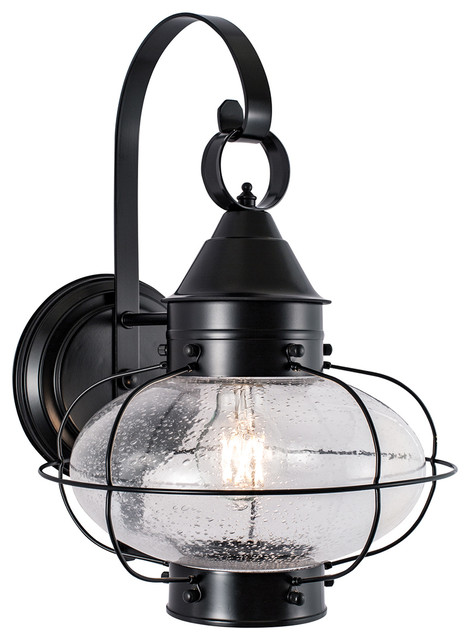Cottage Onion 1 Light Outdoor Wall Light In Black Beach Style
