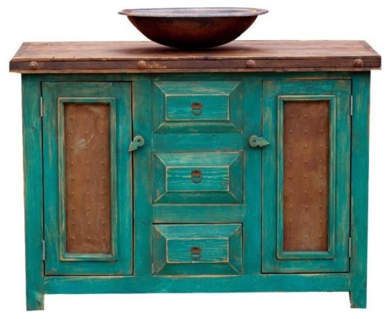 Iver Rustic Turquoise Vanity - Farmhouse - Bathroom Vanities And Sink ...