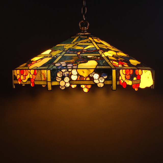 26-Inch Grape Vine Canopy Tiffany-Style Gemstone Pendant Ceiling Lamps