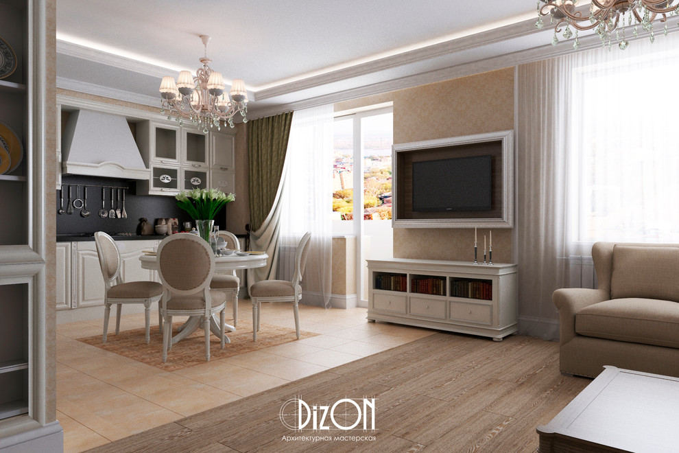 Квартира в современной классике,кухня-гостиная