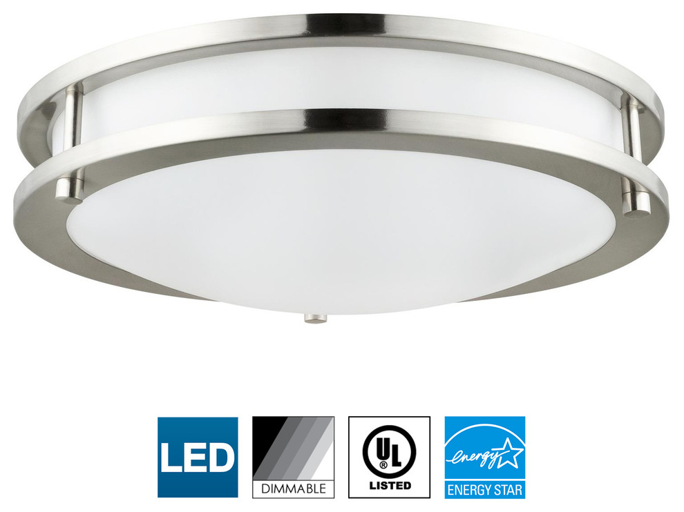 Sunlite Led Brushed Nickel Ceiling Fixture 16 Dimmable 28w 50k Super White