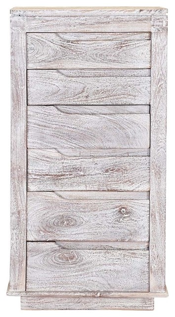 Neve Solid Mango Wood White Washed 6, Mango Wood Tall Dresser