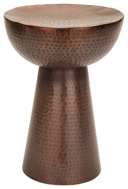 Vintage Style Metal Stool In Dimple Pattern, Bronze