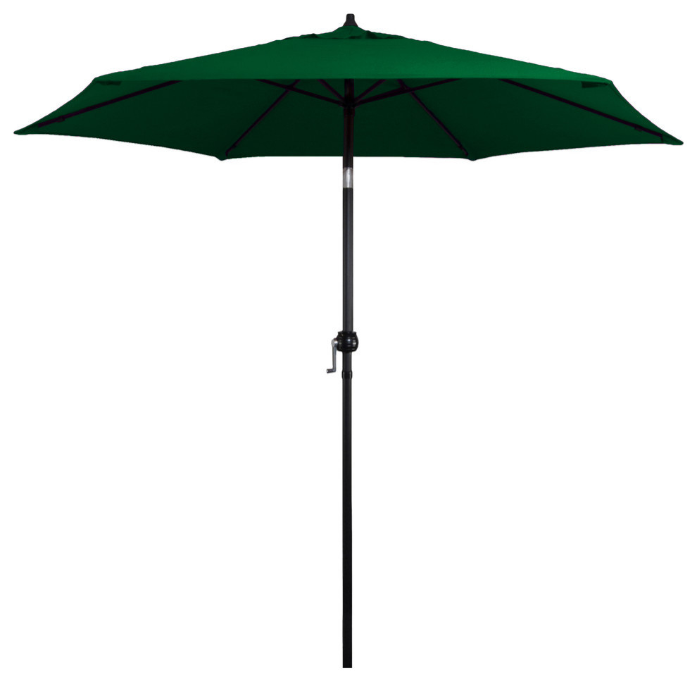 9" Steel Market Umbrella w,  Push Tilt , Polyester, Hunter Green