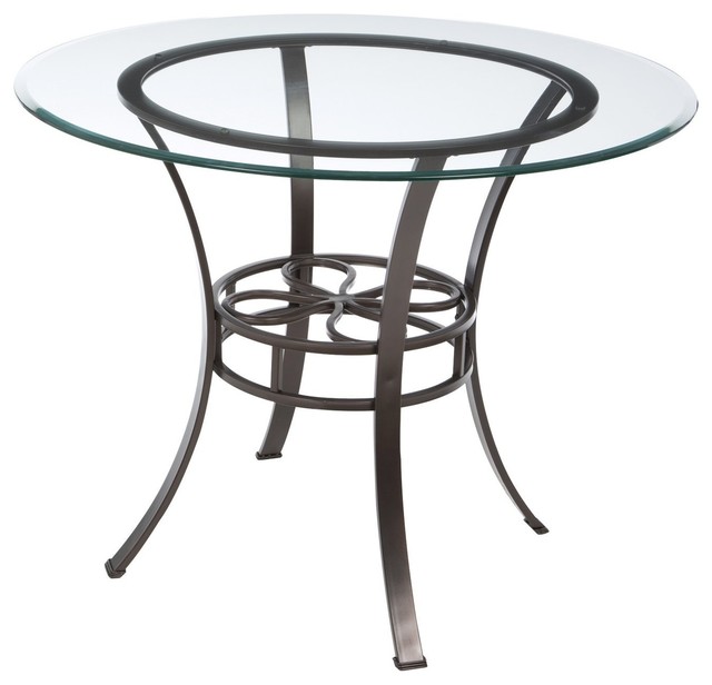 Round Glass Top Dining Table With Durable Metal Base
