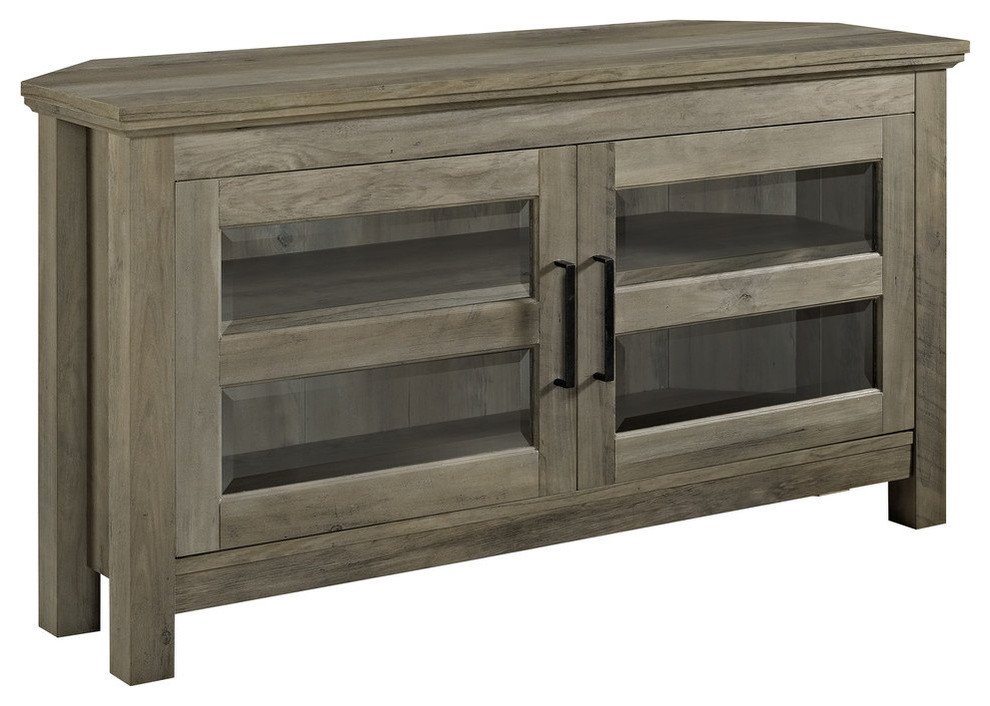 44 Corner Wood Tv Console Gray Wash