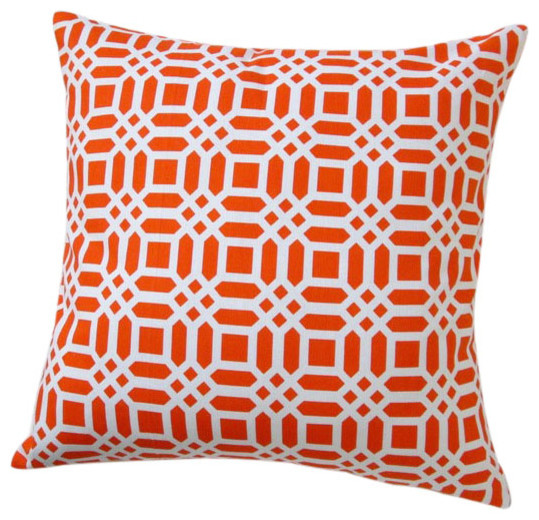 Indoor 20 Vivid Lattice In Navy Blue Or Orange Throw Pillow