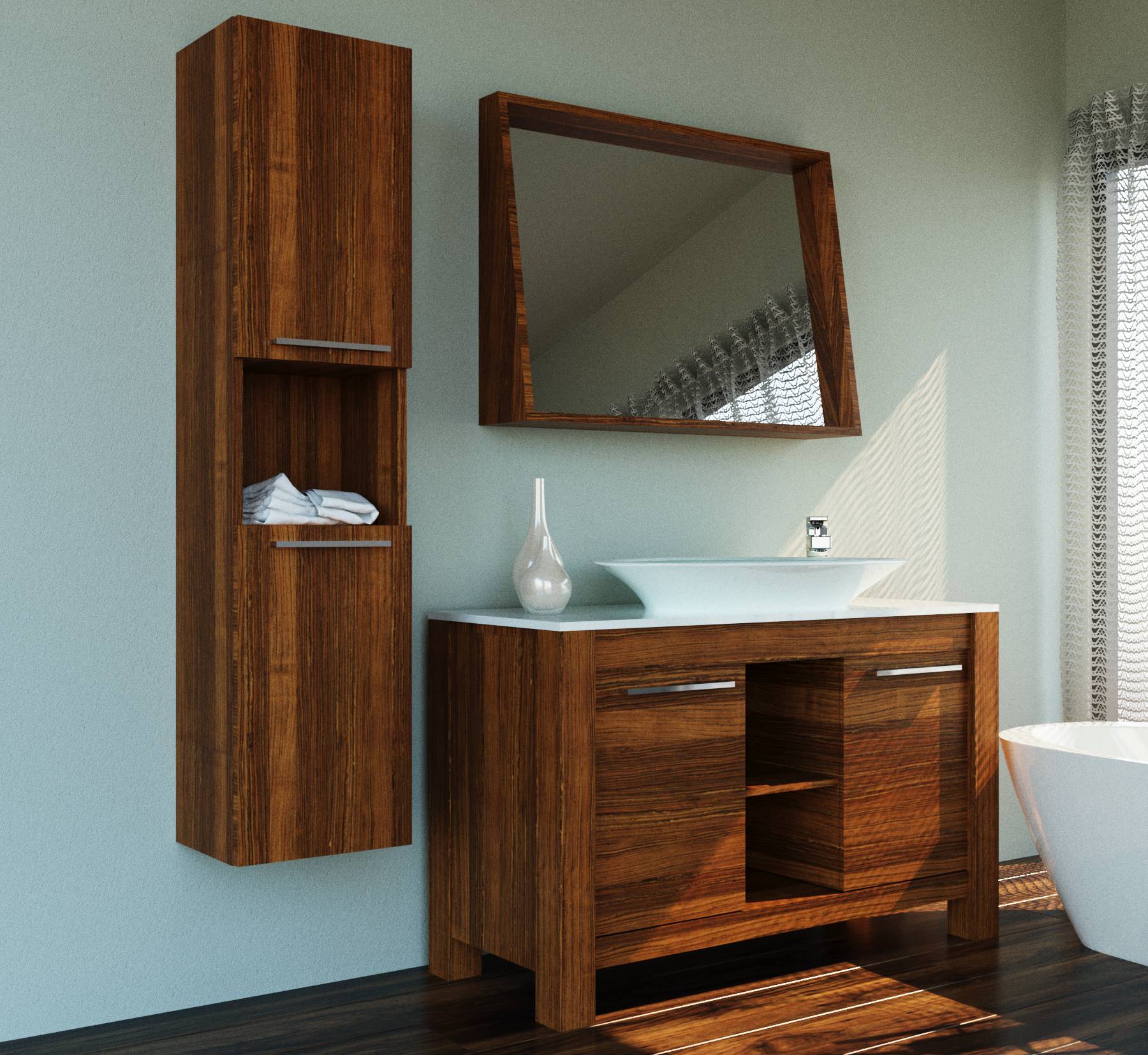 Shop Design Element 48 Inch Lindon Modern Bathroom Vanity Set With Mirror Black Overstock 4469897