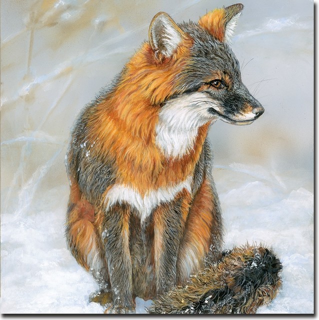 Red Fox Watercolor painting Art Print Red Colorado Art mountain Rustic decor