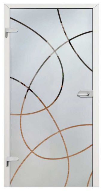Hinged Glass Door, Semi Private with Frosted Design, 24"x80" Inches, Right