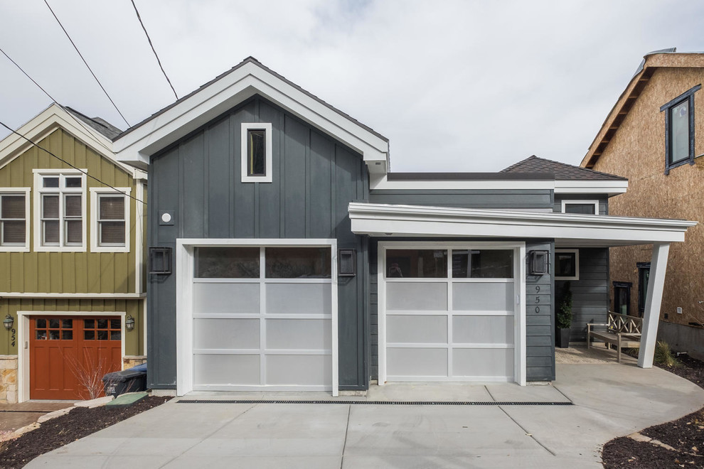 Design ideas for a mid-sized transitional attached two-car garage in Salt Lake City.