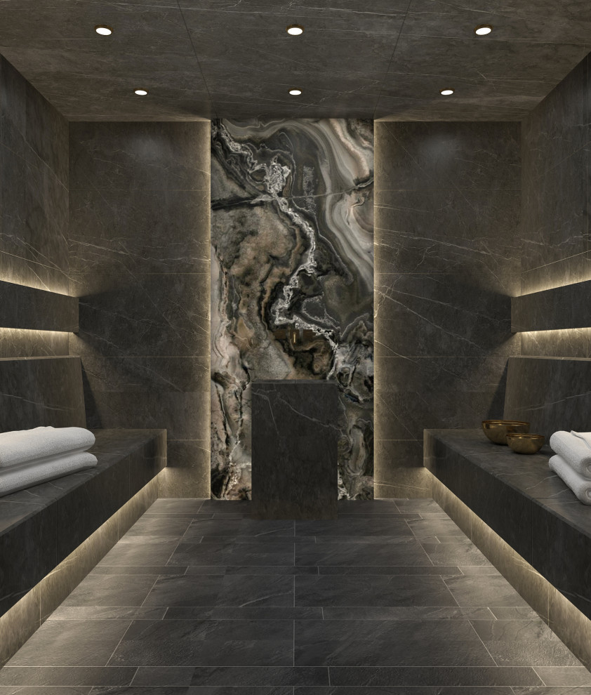 Современный хамам в темном камне