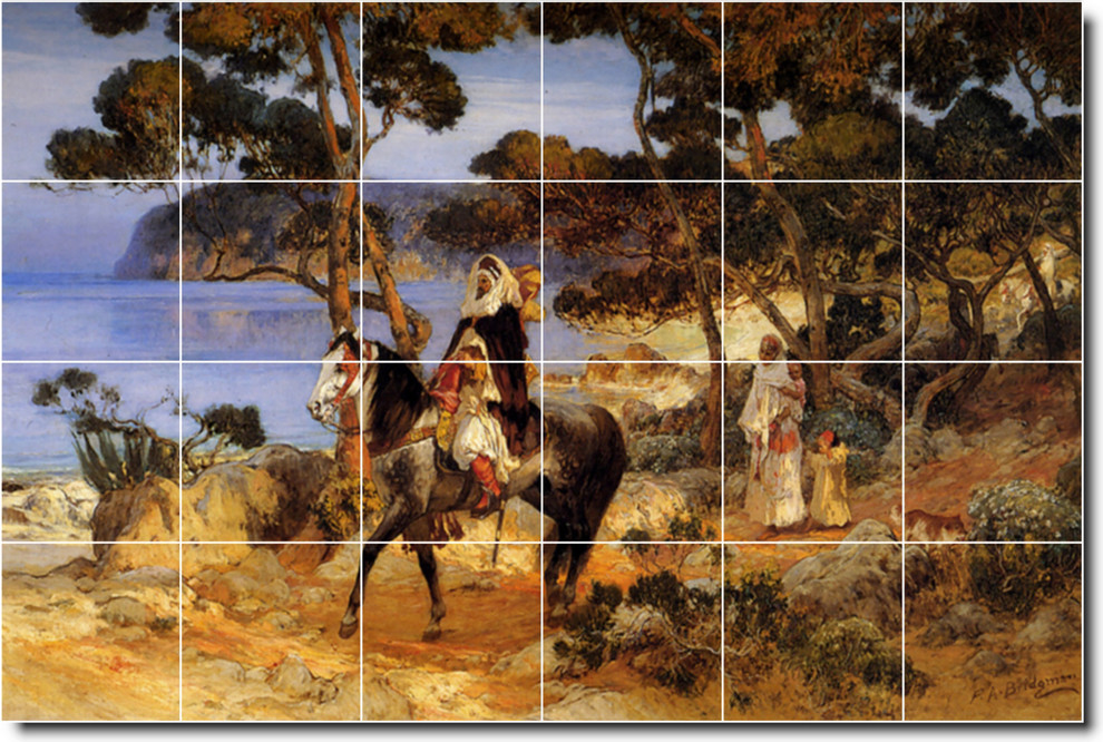 Frederick Bridgman Horses Painting Ceramic Tile Mural 14, 72" Wide x