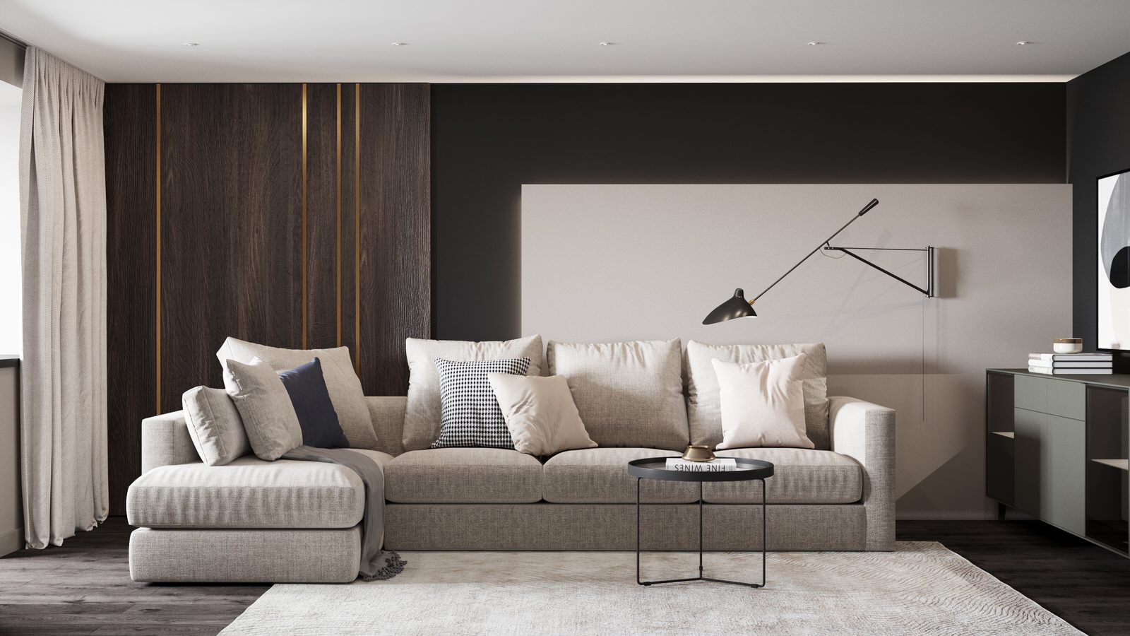 Дизайн квартиры в тёмных оттенках