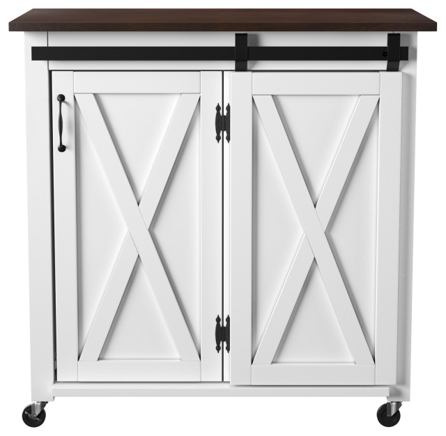 Elliott BarnDoor Kitchen Cart Farmhouse Kitchen Islands And