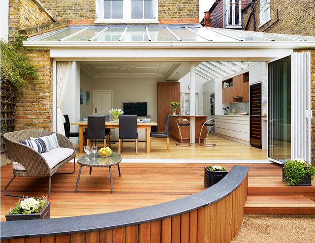 Minimalist kitchen living trendy-terrasse