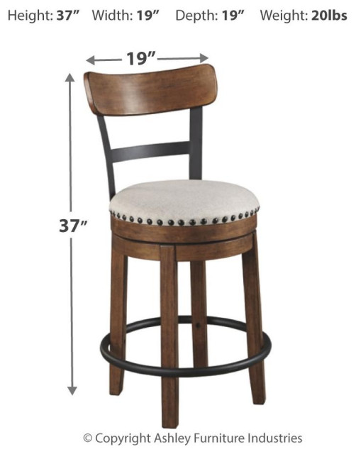 Pinnadel/Valebeck Upholstered Swivel Barstool, Counter Height ...