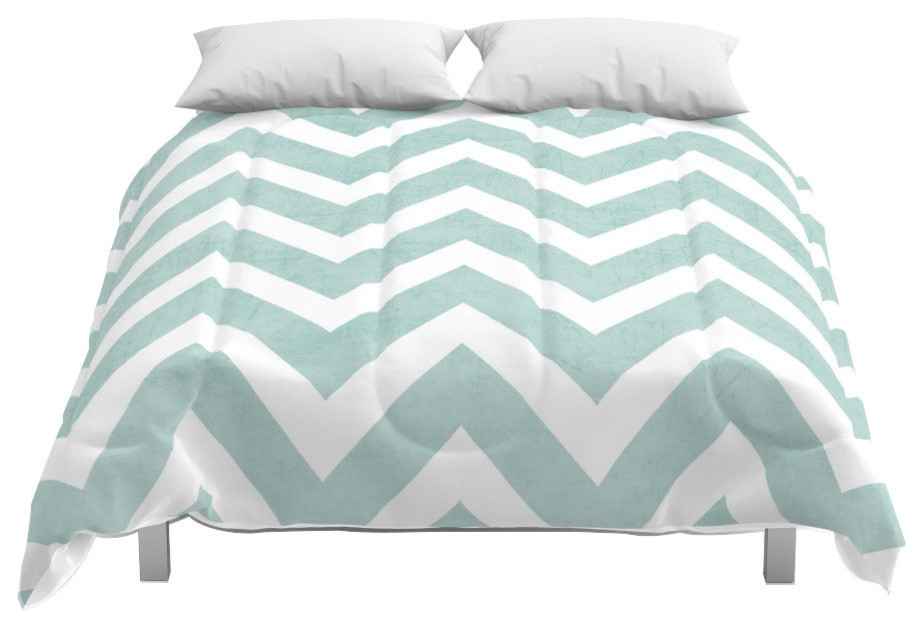 Society6 Robins Egg Blue Chevron Comforter Contemporary