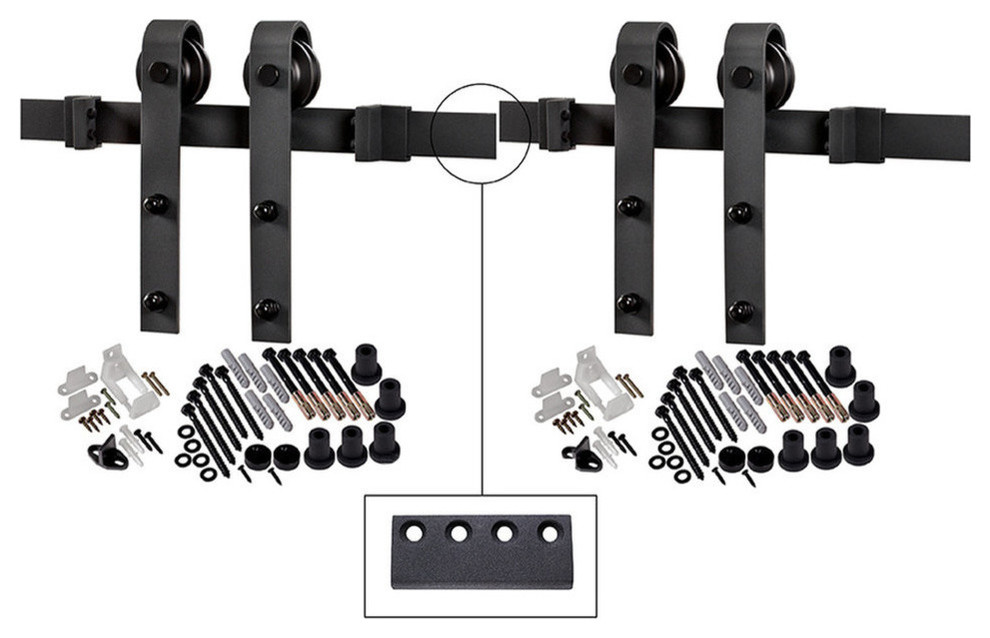 WallMounted Bent Strap Double Interior Barn Door Hardware Kit