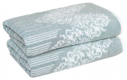 Gioia Bath Towels, Set of 2, Soft Aqua