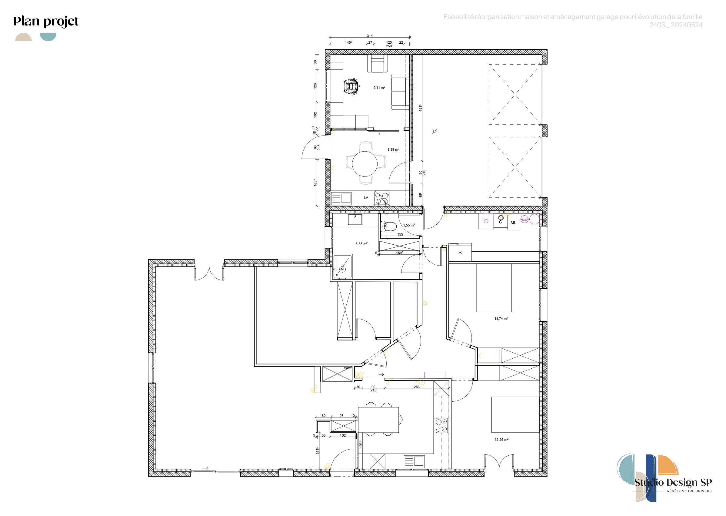 Réorganisation des pièces d'une maison  pour évolution de la vie de famille