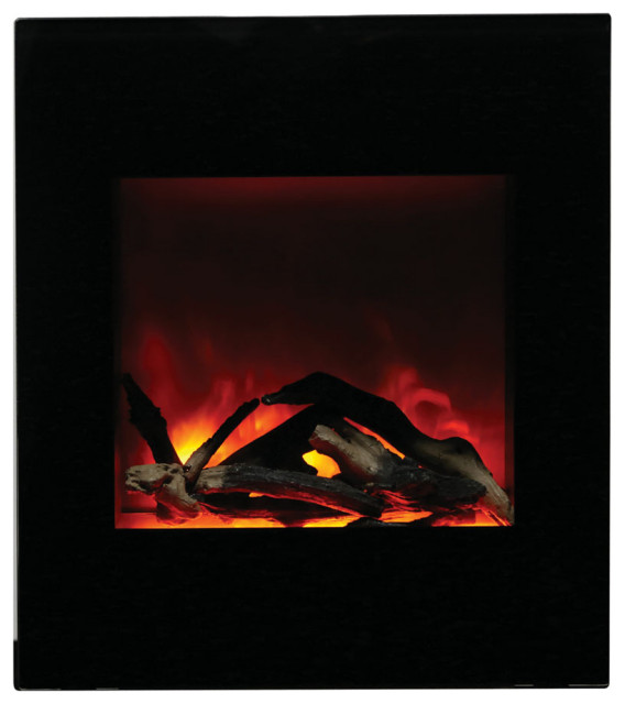 ZECL electric fireplace with Black Glass surround, 15 pce. log set