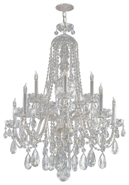 Traditional Crystal Ten Light Polished Chrome Up Chandelier