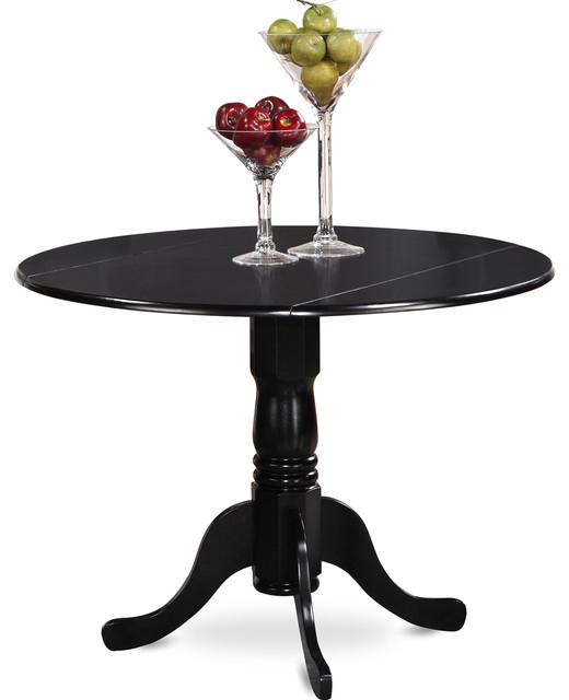 Houzz East West Furniture Dublin Round Table With Two 9 Dublin Round Table With Two 9 Drop Leaves Black Finish Traditional Dining