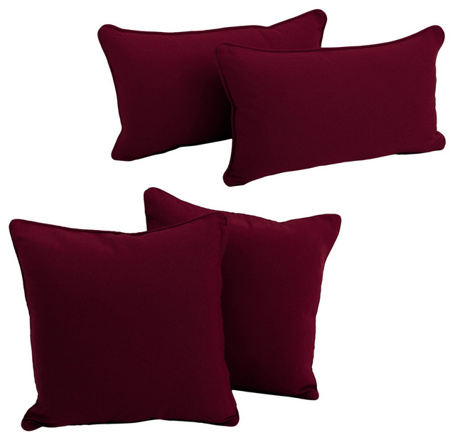 Solid Twill Throw Pillows with Inserts, Set of 4, Aqua Blue - Decorative Pillows - by Blazing ...