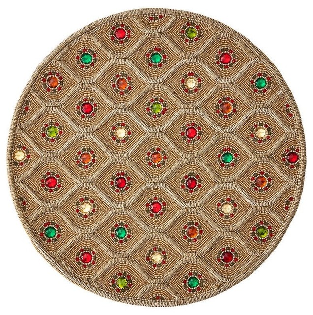 Kim Seybert Brocade Placemat, Gold Contemporary Placemats by