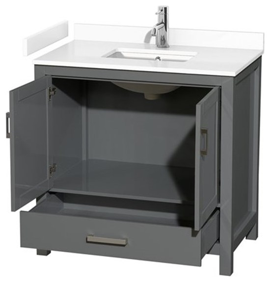 Wyndham Collection Sheffield 36" Wood Single Bathroom Vanity in Dark ...