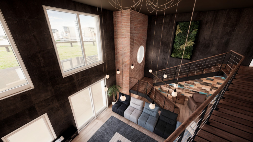 En cours : Décoration d'une pièce de vie style loft industriel