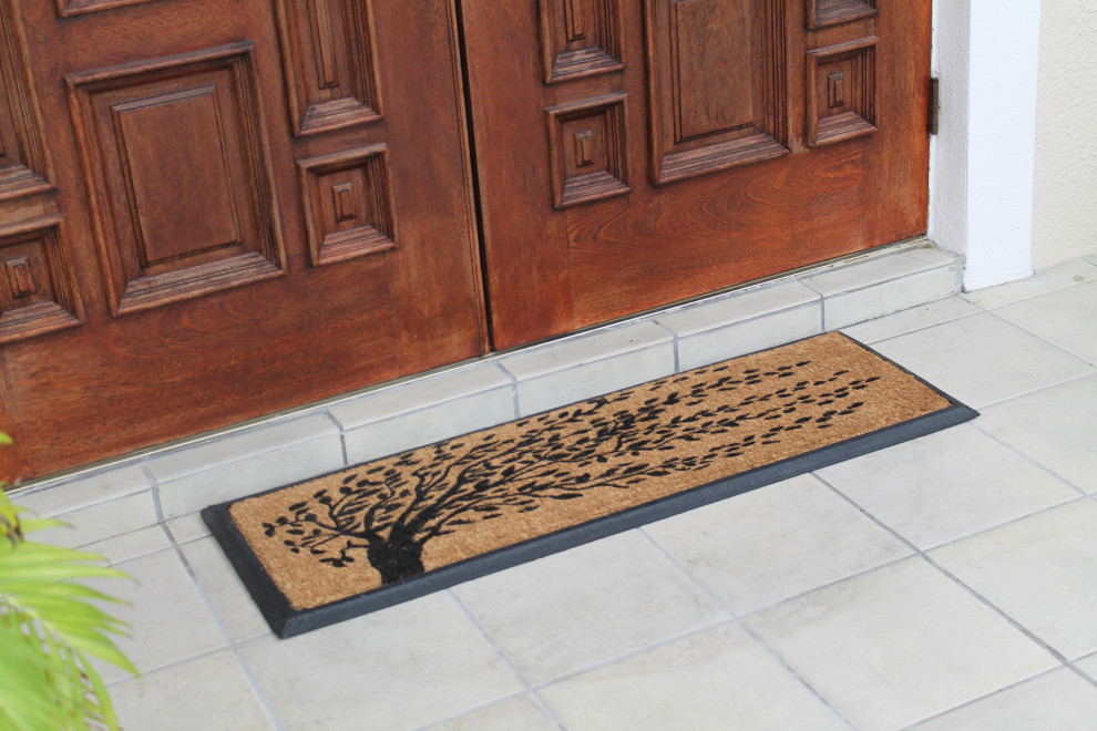 Rubber and Coir Molded 'Falling Leaves' Double Doormat 48"x18