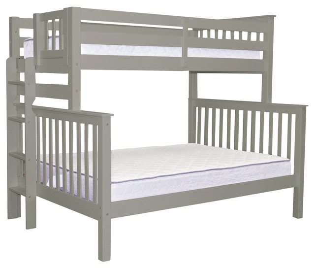 Bedz King Bunk Beds Twin Over Full With End Ladder Gray Bedz King Bunk Beds Twin Over Full With End Ladder Gray Transitional By Quality